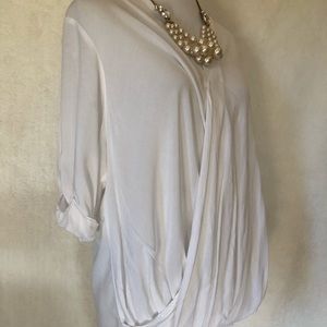 Topshop white draped blouse size 4